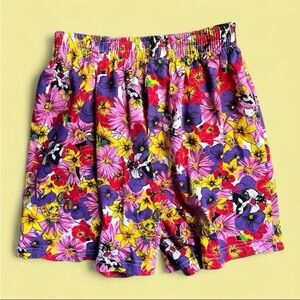 Vtg 90s Looney Tunes Floral Shorts Sz M (photos) Sylvester Tweety Warner Bros EC